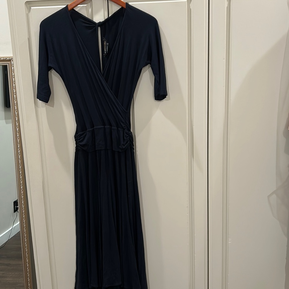 BCBGMAXAZRIA Midi Black Dress (Cotton)